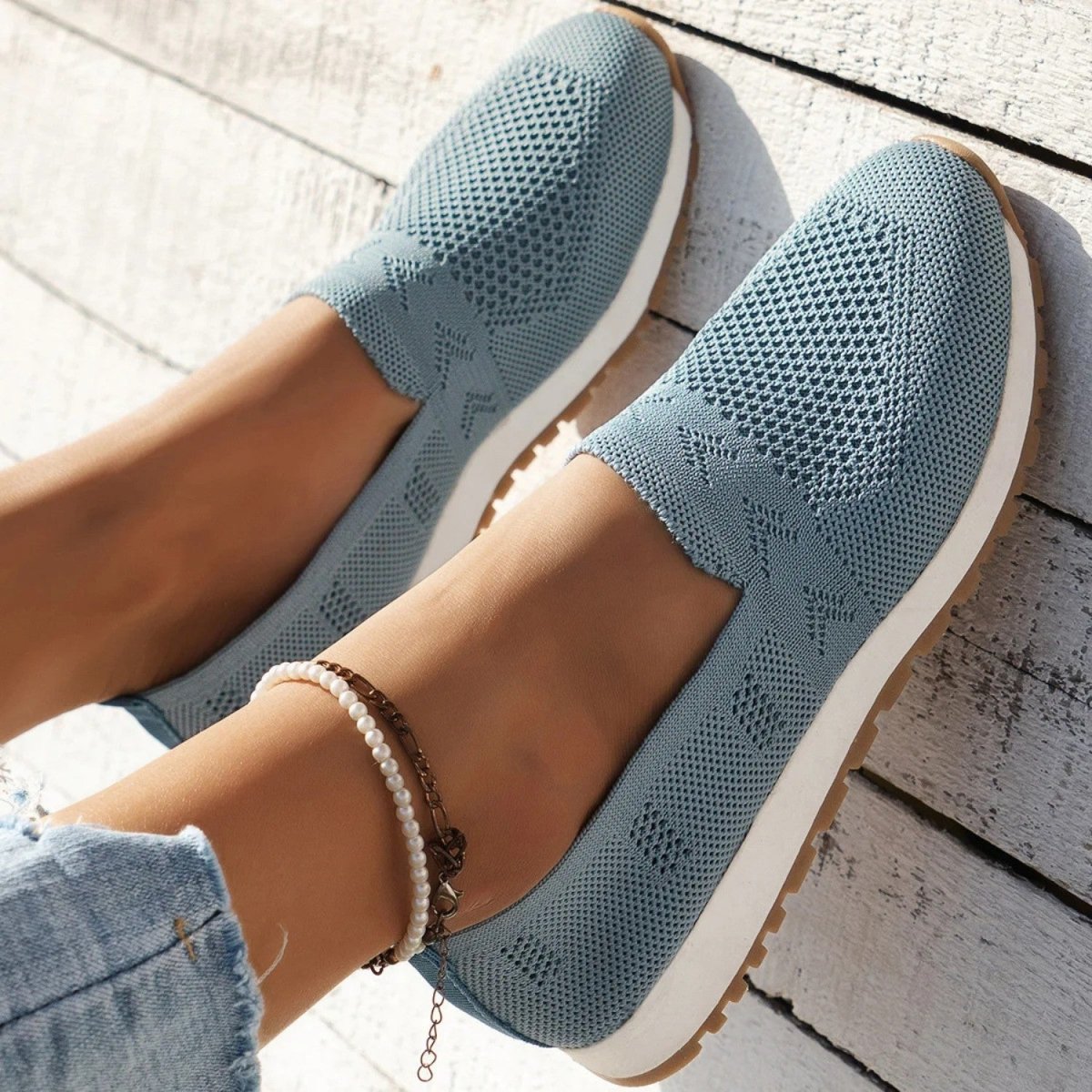 Breathable Knit Comfort Slip Ons