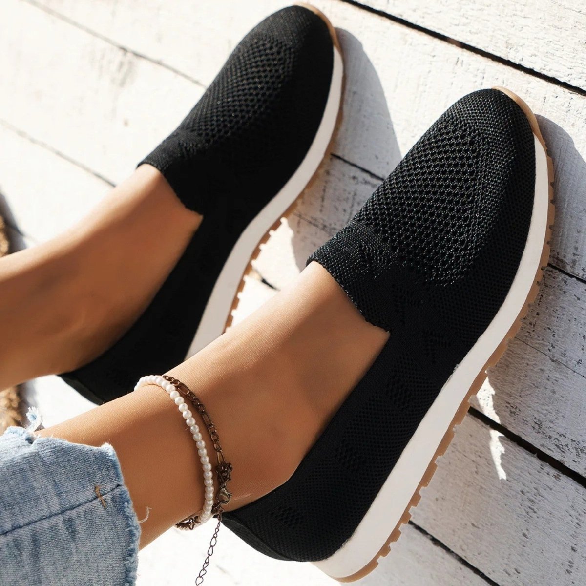 Breathable Knit Comfort Slip Ons