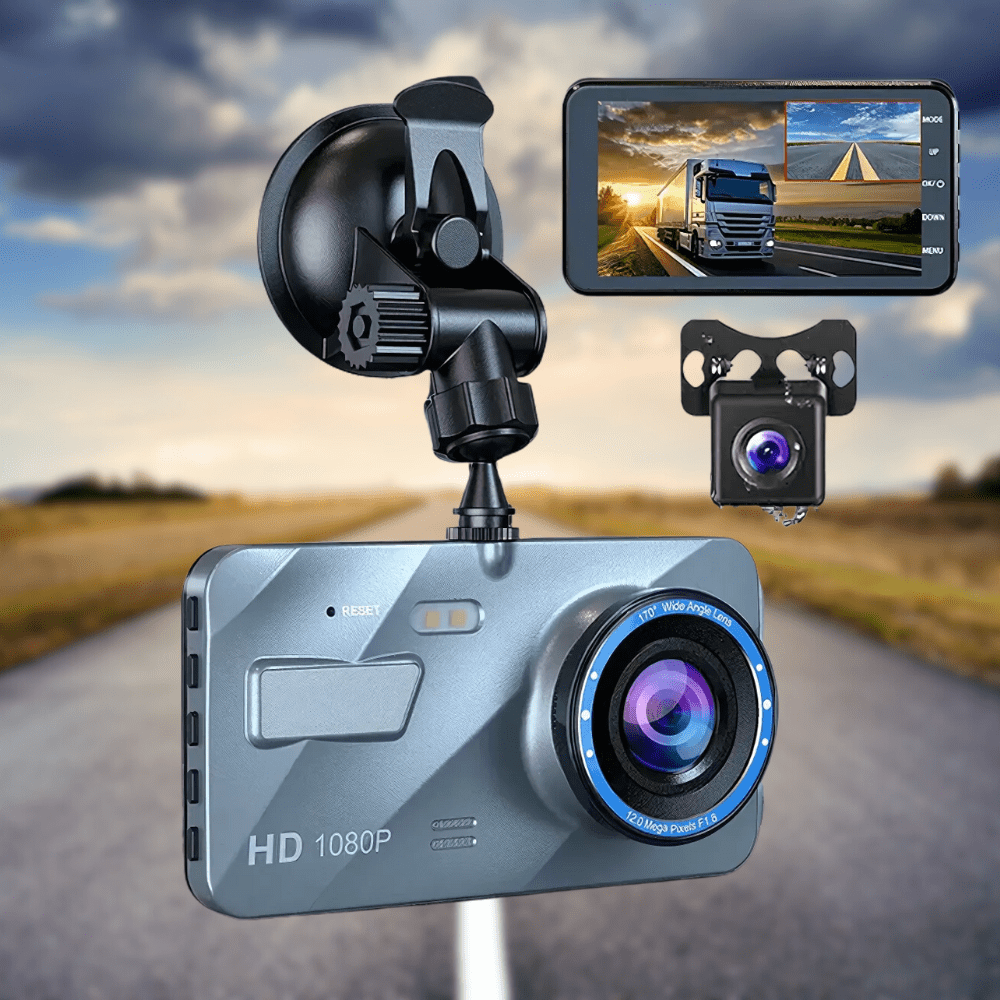 Front & Rear Dash Cam with Night Vision – 1080P HD Recording