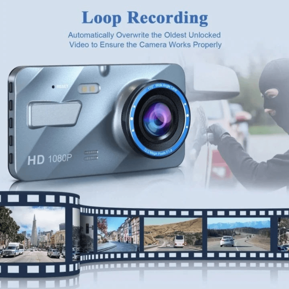 Front & Rear Dash Cam with Night Vision – 1080P HD Recording