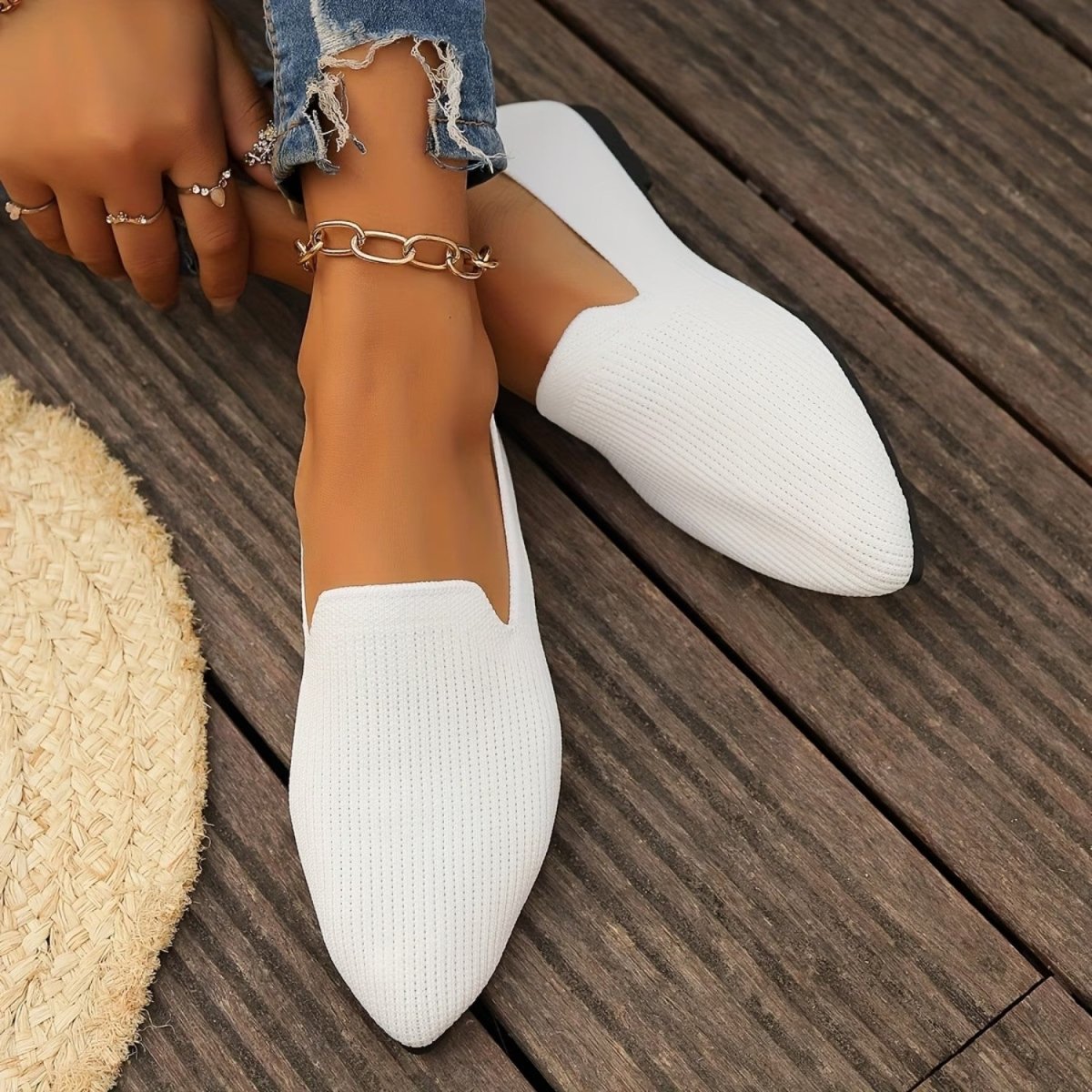Lightweight Knit Slip On Flats