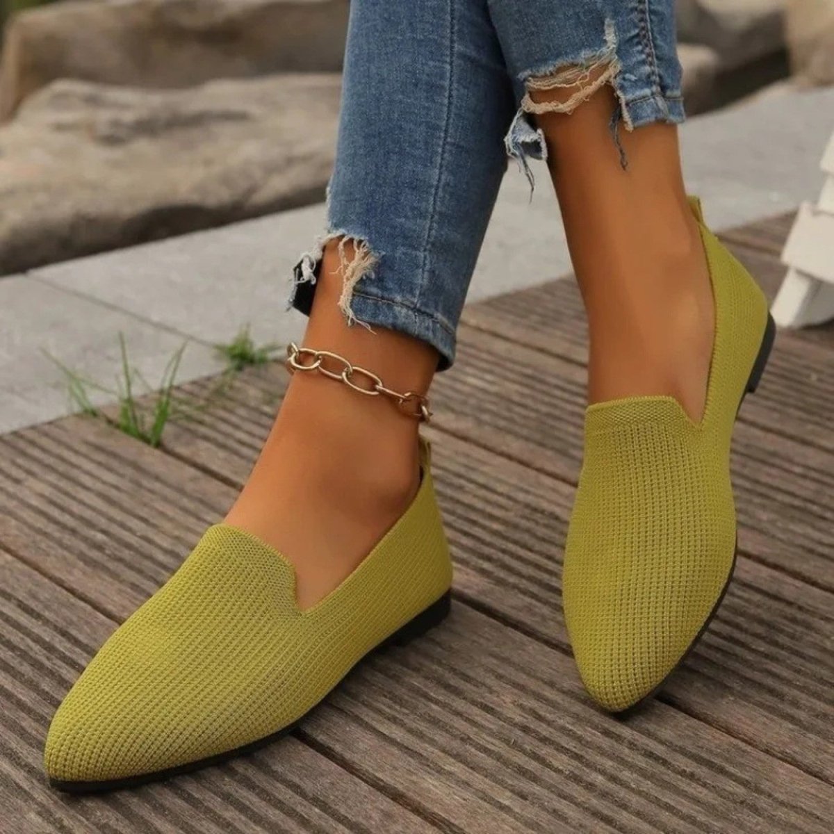 Lightweight Knit Slip On Flats