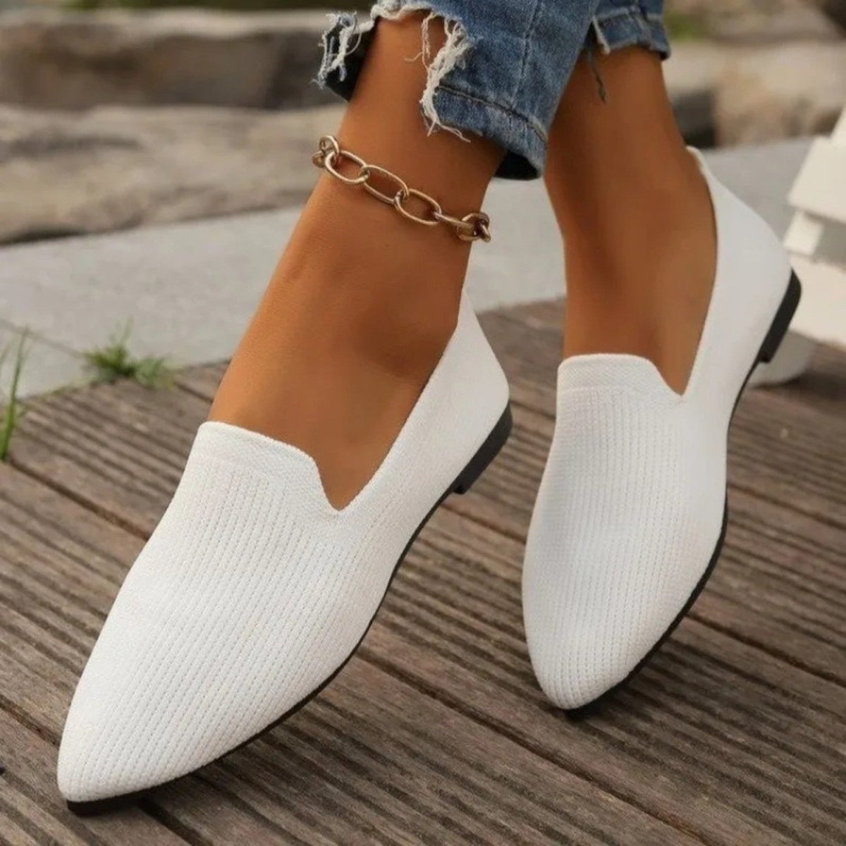 Lightweight Knit Slip On Flats