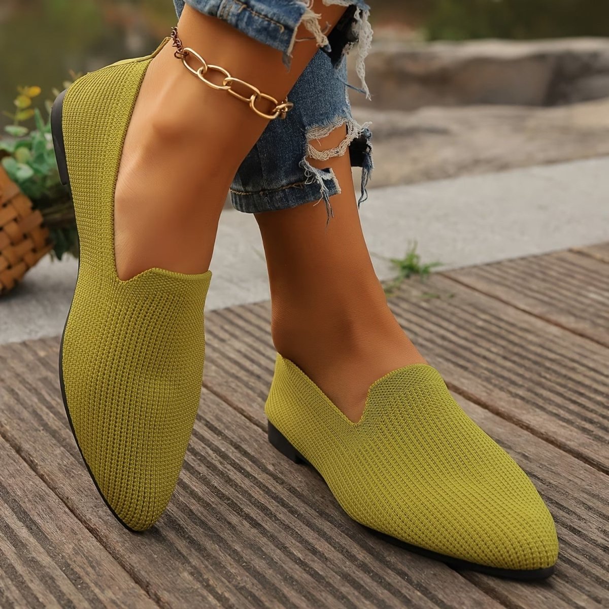 Lightweight Knit Slip On Flats