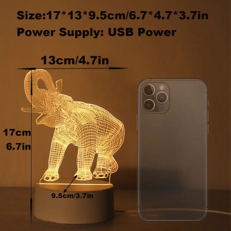 Luminous Elephant 3D Table Lamp