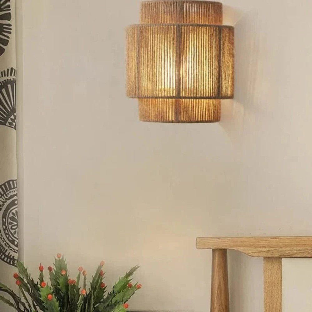 Natural Rattan Weave Wall Light