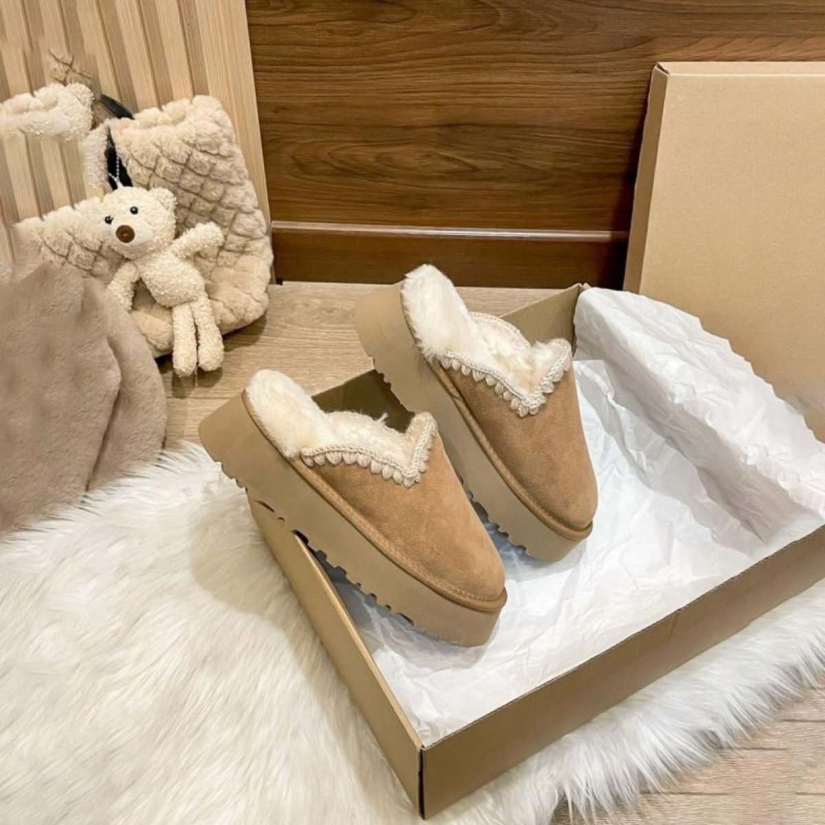 Platform Plush Comfort Slippers