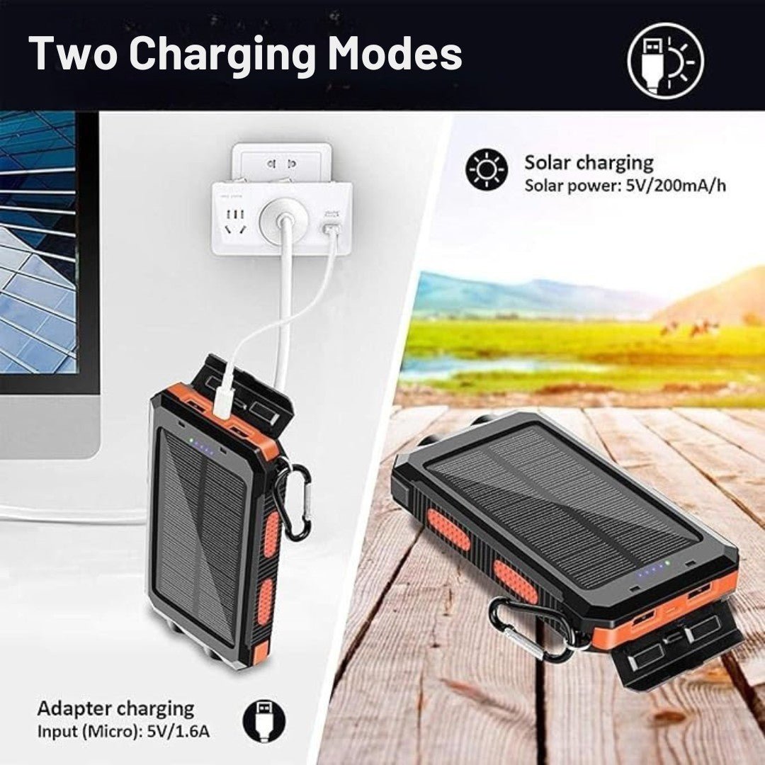 SolMate – 20,000mAh Solar Power Bank with Dual USB & LED Light