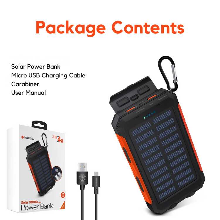 10,000mAh Solar Power Bank – Emergency Backup Power, Rain or Shine