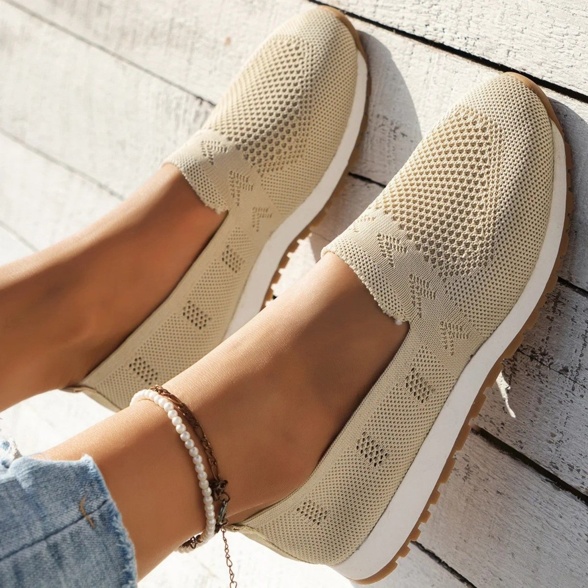 Breathable Knit Comfort Slip Ons