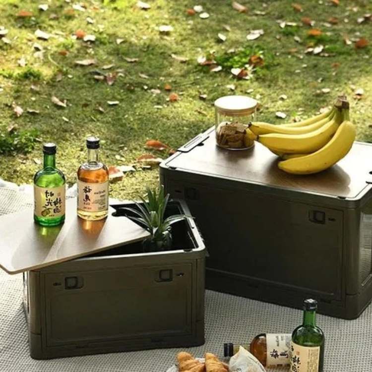 Foldable Outdoor Storage Box with Cutting Board Lid – Lightweight, Durable & Space-Saving