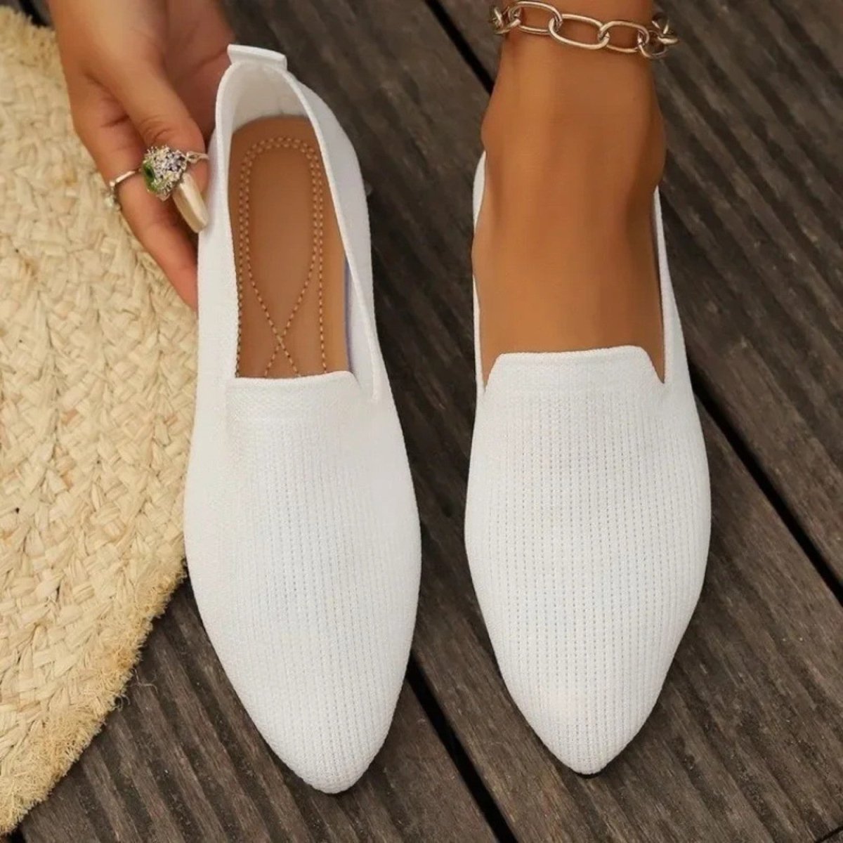 Lightweight Knit Slip On Flats