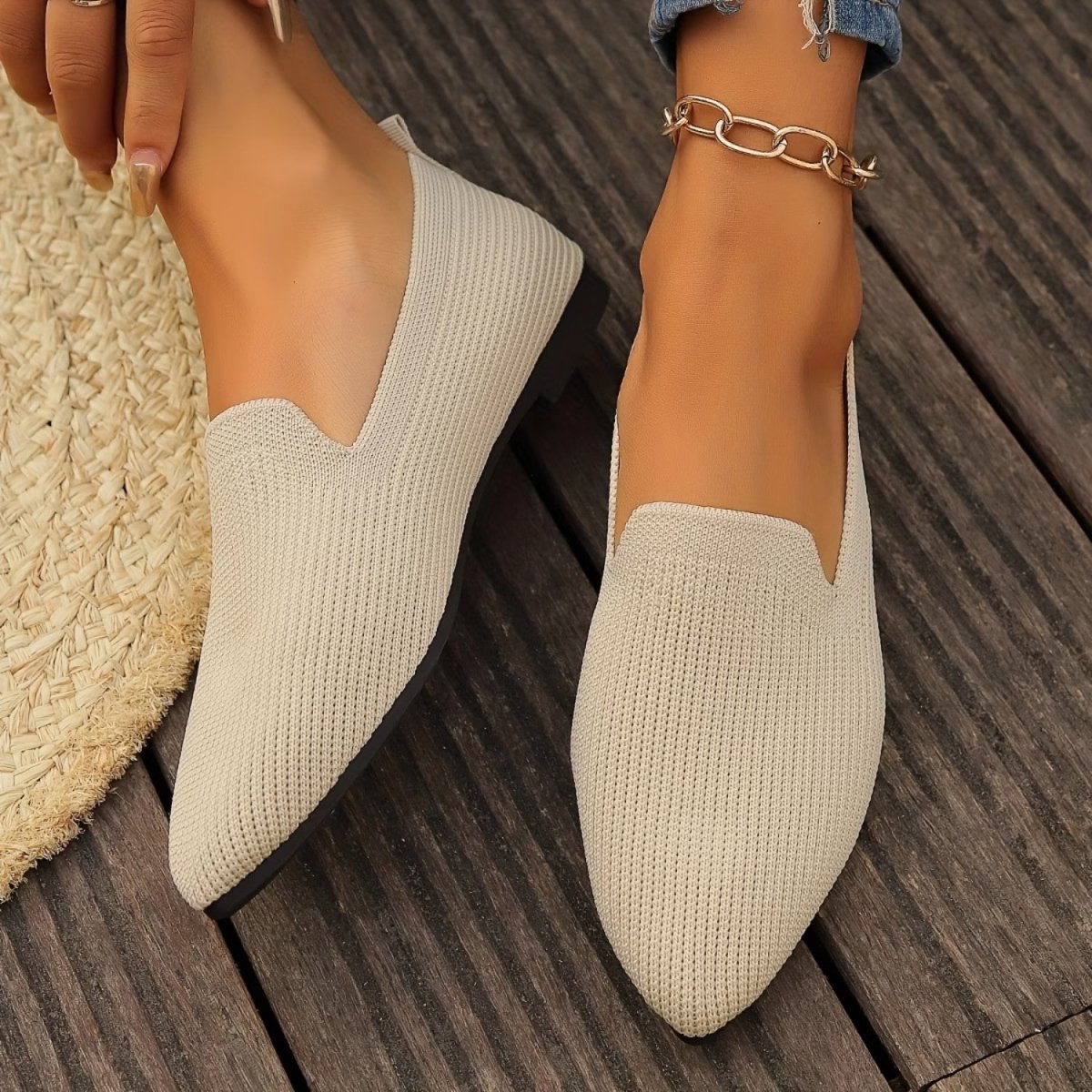 Lightweight Knit Slip On Flats