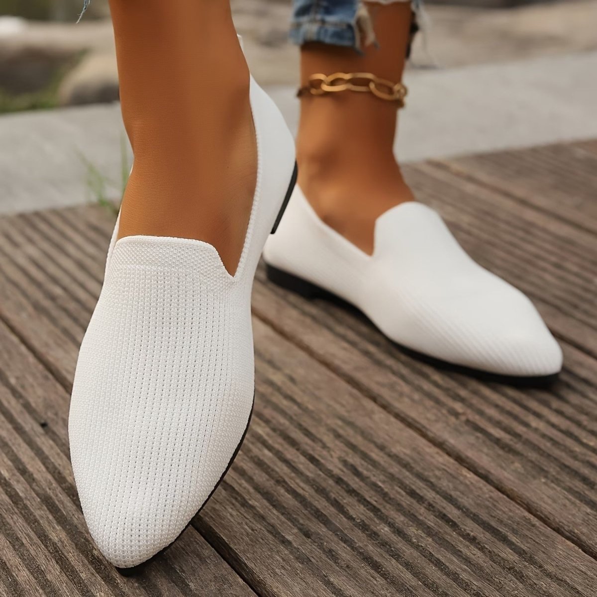 Lightweight Knit Slip On Flats
