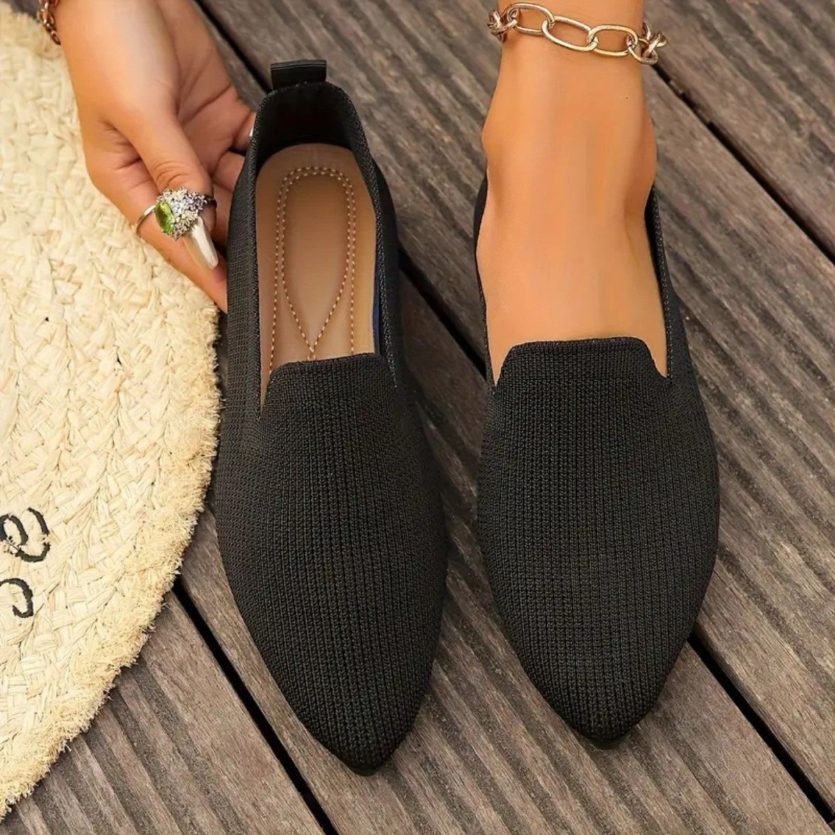 Lightweight Knit Slip On Flats