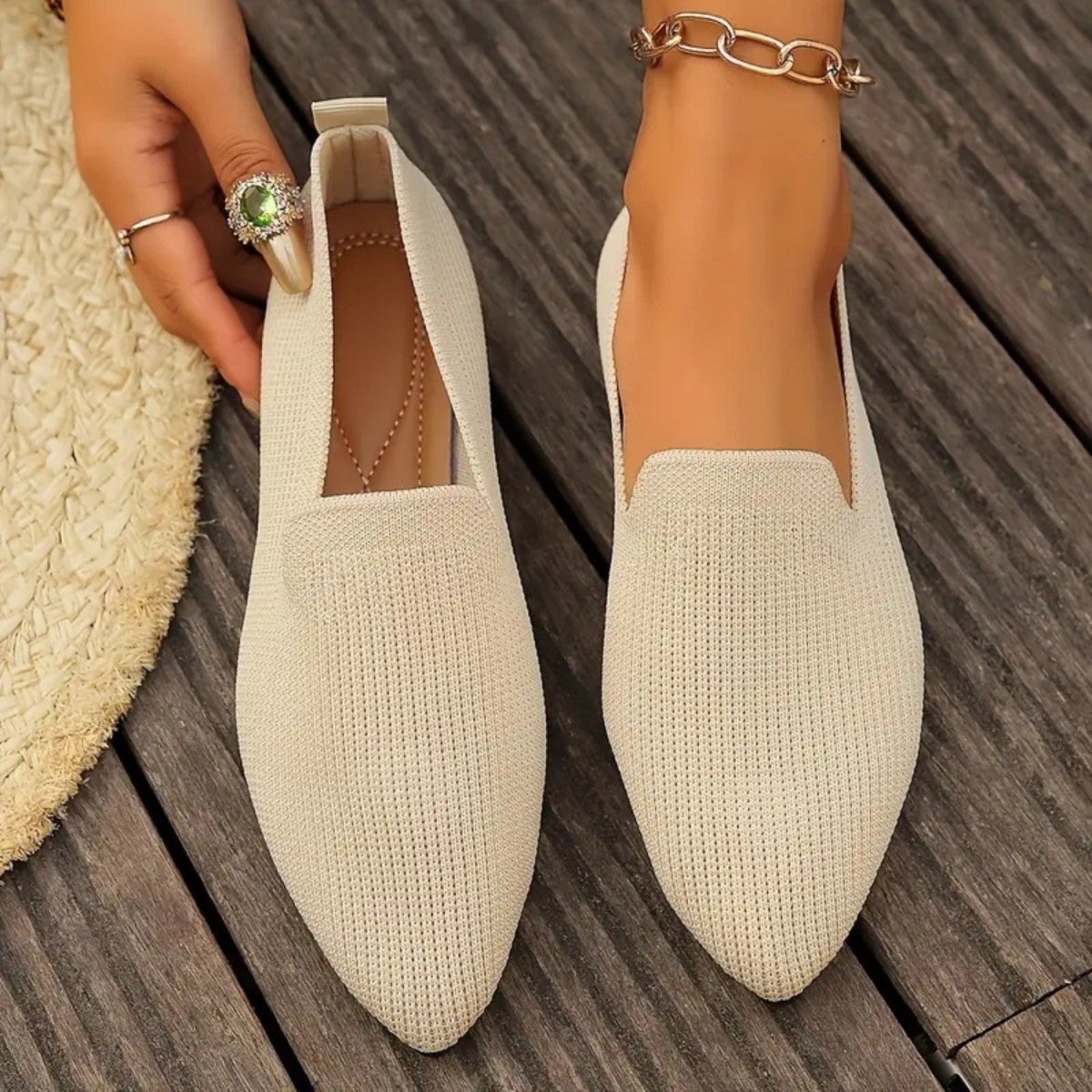 Lightweight Knit Slip On Flats