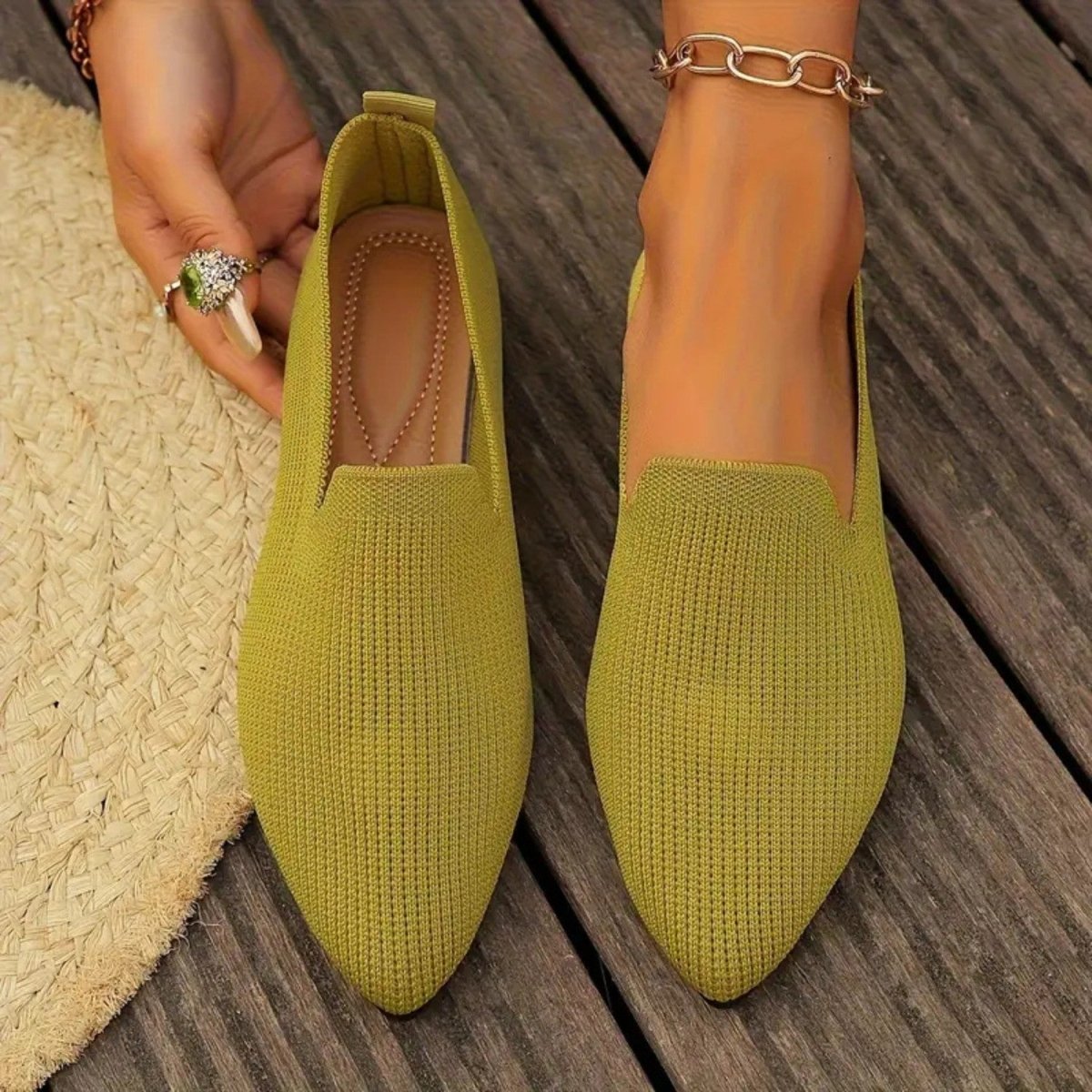 Lightweight Knit Slip On Flats