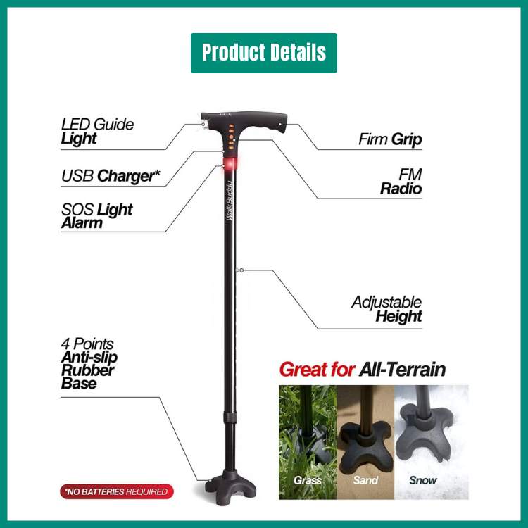 Multi-Functional LED Folding Cane