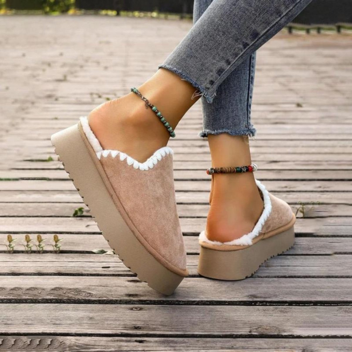 Platform Plush Comfort Slippers
